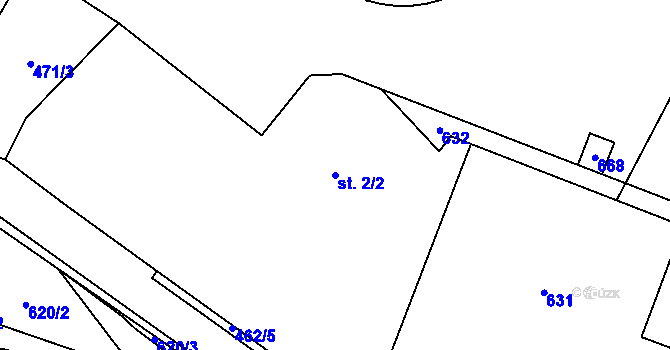 Parcela st. 2/2 v KÚ Nižbor, Katastrální mapa