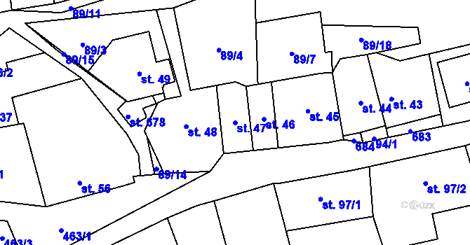 Parcela st. 47 v KÚ Nižbor, Katastrální mapa