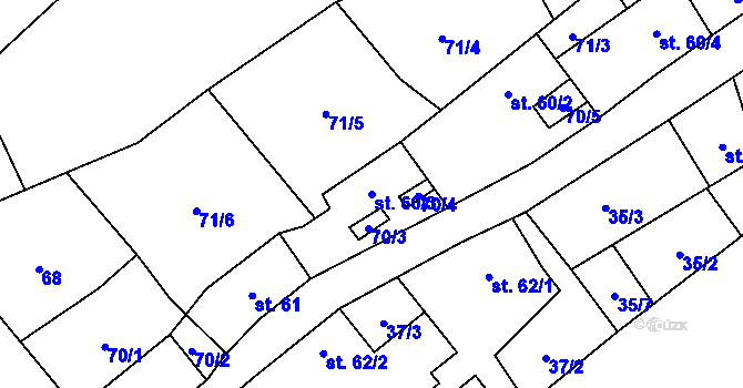 Parcela st. 60/3 v KÚ Nižbor, Katastrální mapa