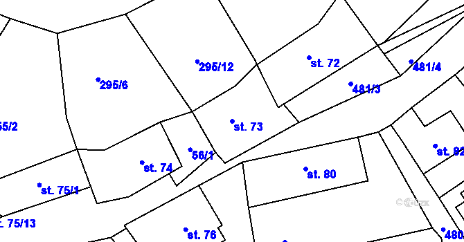 Parcela st. 73 v KÚ Nižbor, Katastrální mapa