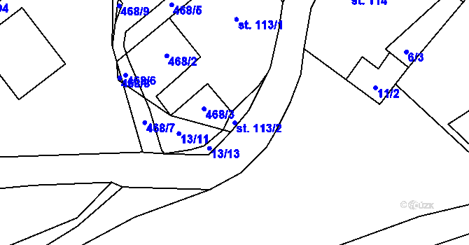 Parcela st. 113/2 v KÚ Nižbor, Katastrální mapa
