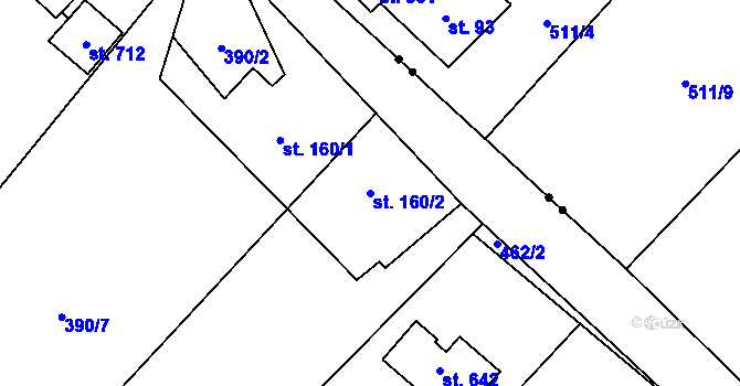 Parcela st. 160/2 v KÚ Nižbor, Katastrální mapa