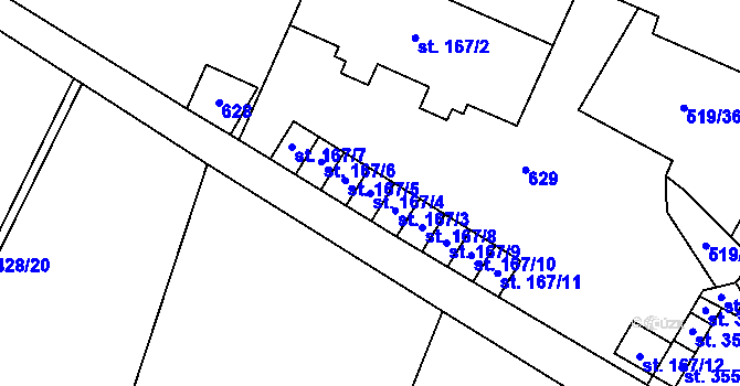 Parcela st. 167/4 v KÚ Nižbor, Katastrální mapa