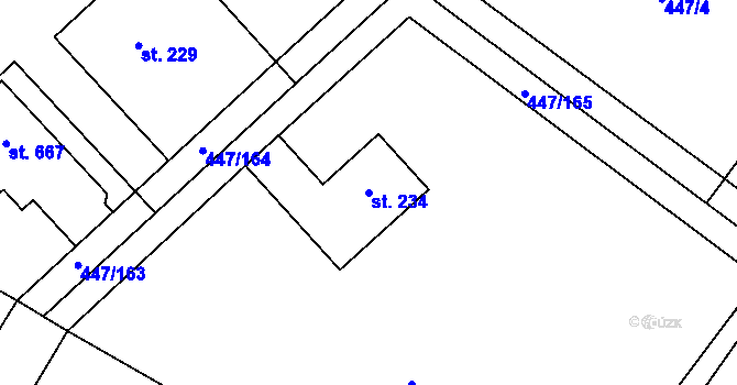 Parcela st. 234 v KÚ Nižbor, Katastrální mapa