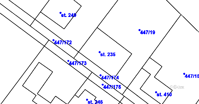 Parcela st. 235 v KÚ Nižbor, Katastrální mapa