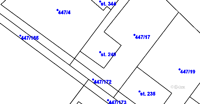 Parcela st. 249 v KÚ Nižbor, Katastrální mapa
