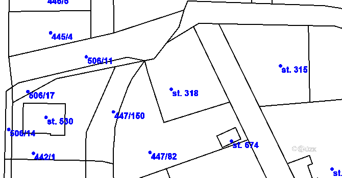 Parcela st. 318 v KÚ Nižbor, Katastrální mapa