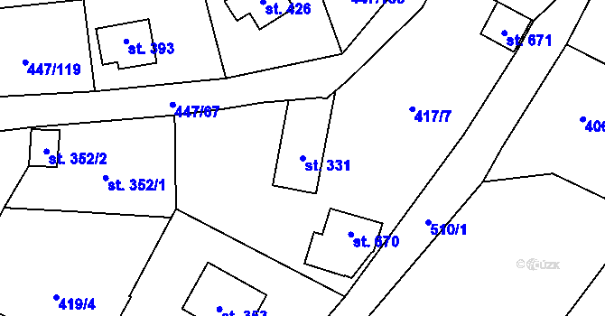 Parcela st. 331 v KÚ Nižbor, Katastrální mapa