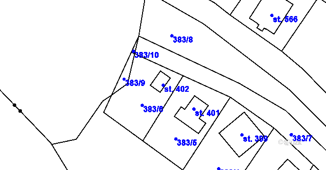 Parcela st. 402 v KÚ Nižbor, Katastrální mapa
