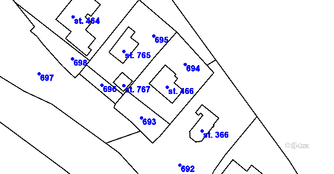 Parcela st. 466 v KÚ Nižbor, Katastrální mapa