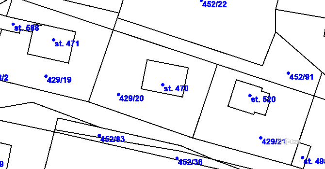 Parcela st. 470 v KÚ Nižbor, Katastrální mapa