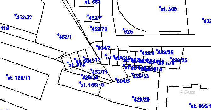 Parcela st. 516 v KÚ Nižbor, Katastrální mapa