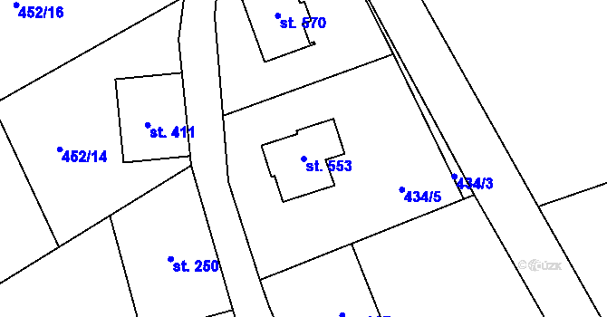 Parcela st. 553 v KÚ Nižbor, Katastrální mapa