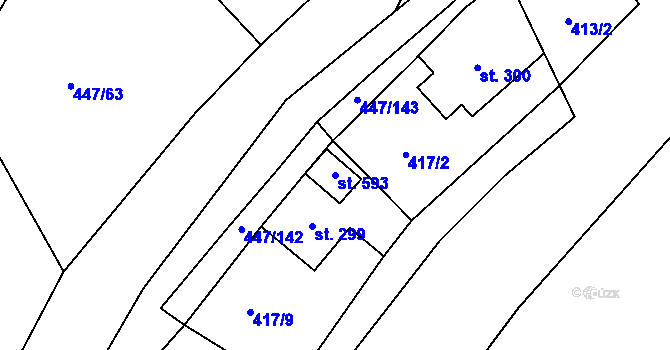 Parcela st. 593 v KÚ Nižbor, Katastrální mapa