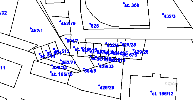 Parcela st. 603 v KÚ Nižbor, Katastrální mapa