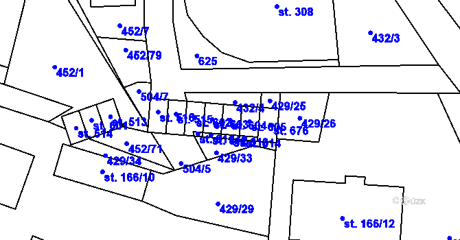 Parcela st. 604 v KÚ Nižbor, Katastrální mapa