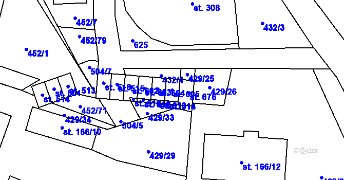 Parcela st. 605 v KÚ Nižbor, Katastrální mapa