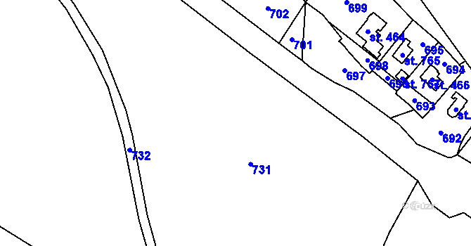 Parcela st. 166 v KÚ Nižbor, Katastrální mapa