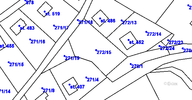 Parcela st. 272/15 v KÚ Nižbor, Katastrální mapa