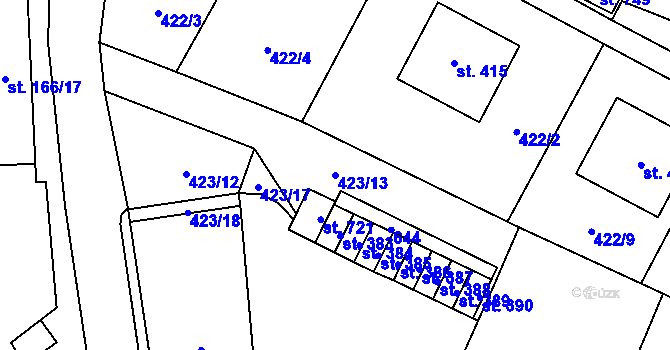 Parcela st. 423/13 v KÚ Nižbor, Katastrální mapa