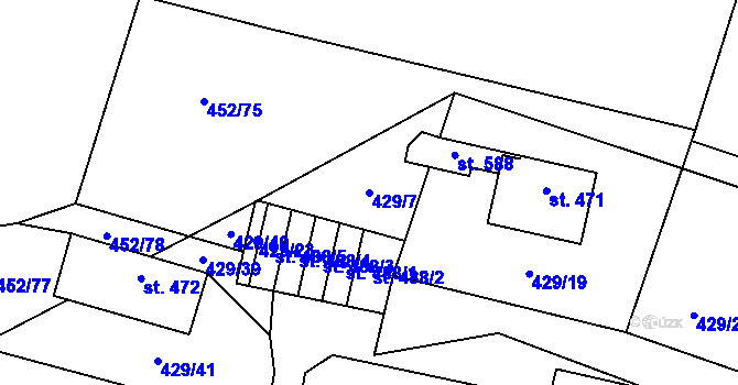 Parcela st. 429/7 v KÚ Nižbor, Katastrální mapa