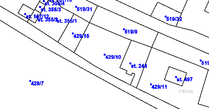 Parcela st. 429/10 v KÚ Nižbor, Katastrální mapa