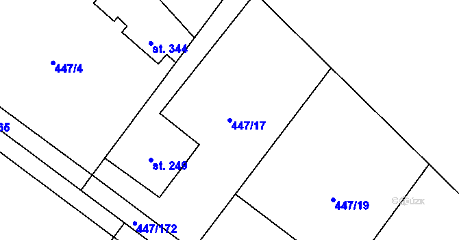 Parcela st. 447/17 v KÚ Nižbor, Katastrální mapa