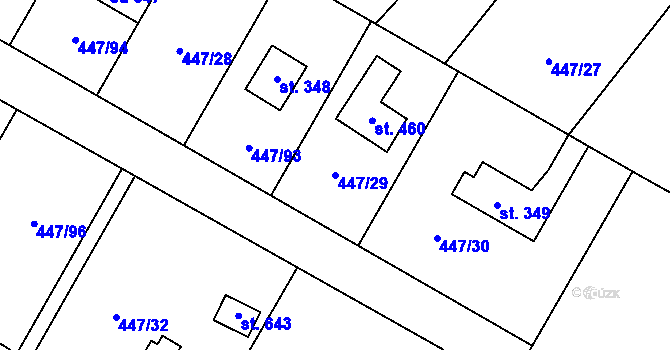 Parcela st. 447/29 v KÚ Nižbor, Katastrální mapa