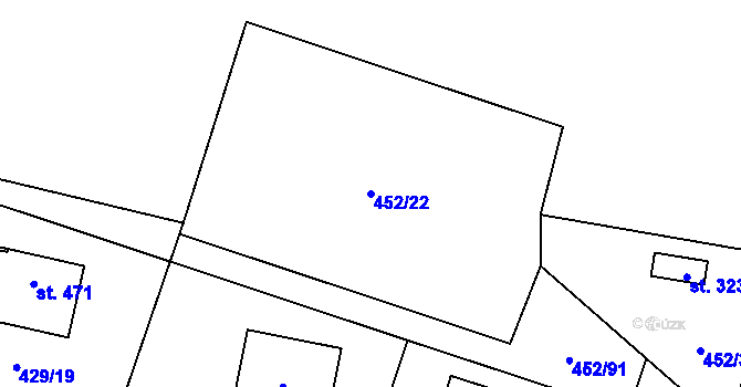 Parcela st. 452/22 v KÚ Nižbor, Katastrální mapa