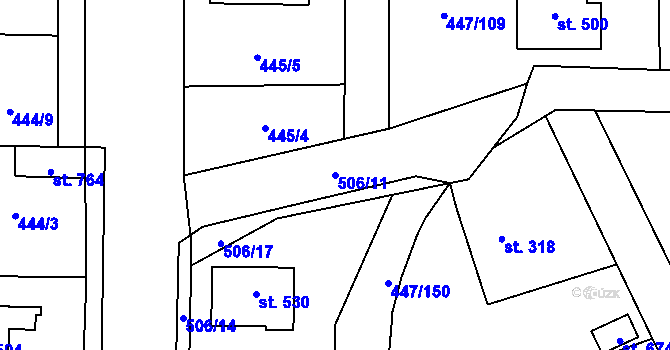 Parcela st. 506/11 v KÚ Nižbor, Katastrální mapa