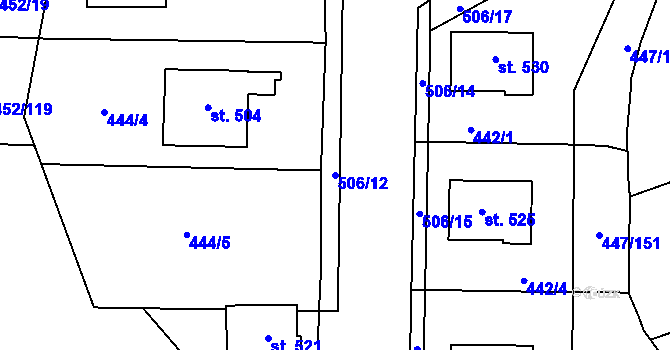 Parcela st. 506/12 v KÚ Nižbor, Katastrální mapa