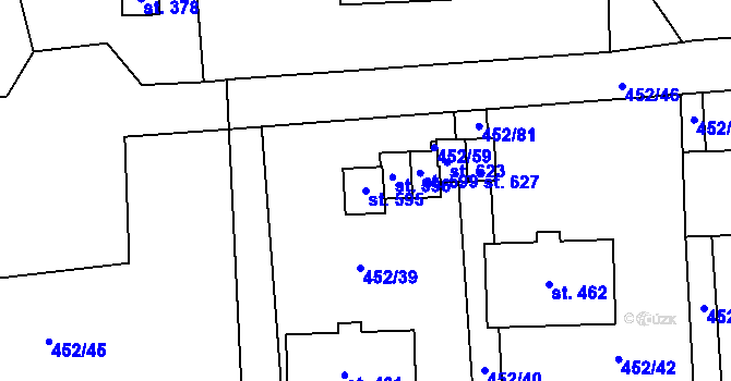 Parcela st. 595 v KÚ Nižbor, Katastrální mapa
