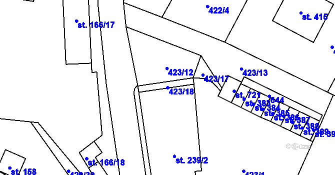 Parcela st. 423/18 v KÚ Nižbor, Katastrální mapa
