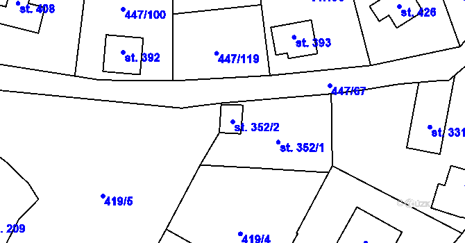 Parcela st. 352/2 v KÚ Nižbor, Katastrální mapa