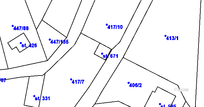 Parcela st. 671 v KÚ Nižbor, Katastrální mapa