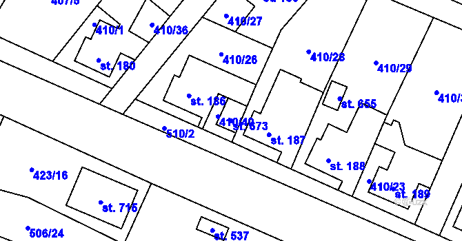 Parcela st. 673 v KÚ Nižbor, Katastrální mapa