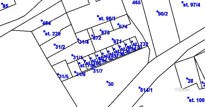 Parcela st. 737 v KÚ Nižbor, Katastrální mapa