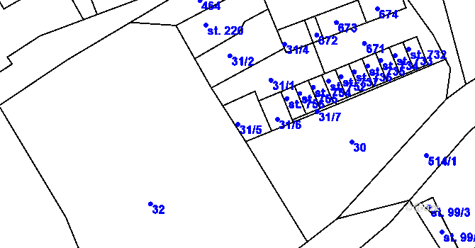 Parcela st. 31/5 v KÚ Nižbor, Katastrální mapa