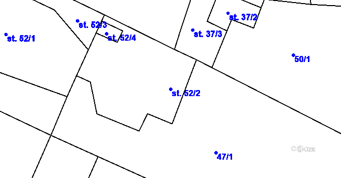 Parcela st. 52/2 v KÚ Nížebohy, Katastrální mapa