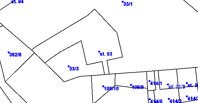 Parcela st. 53 v KÚ Nížebohy, Katastrální mapa