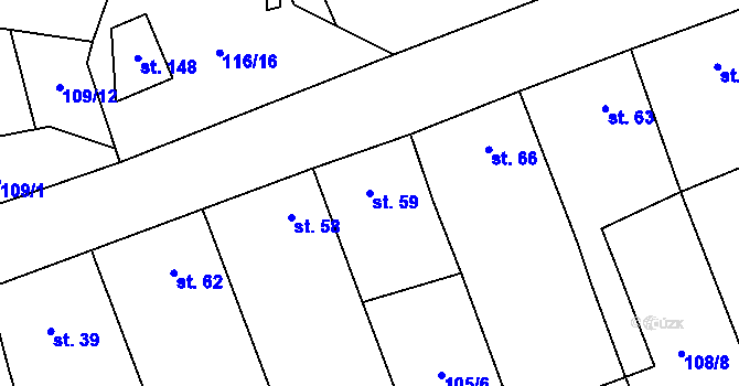 Parcela st. 59 v KÚ Nížebohy, Katastrální mapa