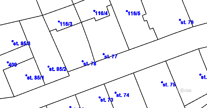 Parcela st. 77 v KÚ Nížebohy, Katastrální mapa