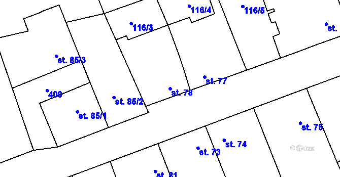 Parcela st. 78 v KÚ Nížebohy, Katastrální mapa