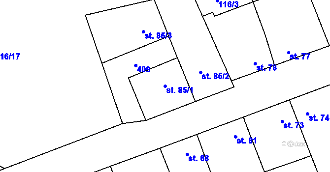 Parcela st. 85/1 v KÚ Nížebohy, Katastrální mapa