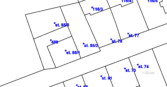 Parcela st. 85/2 v KÚ Nížebohy, Katastrální mapa
