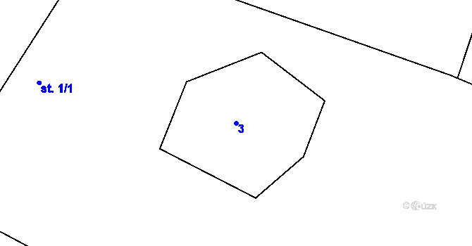 Parcela st. 3 v KÚ Nížebohy, Katastrální mapa