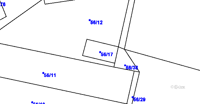 Parcela st. 56/17 v KÚ Nížebohy, Katastrální mapa