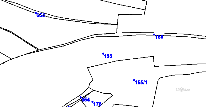 Parcela st. 153 v KÚ Nížebohy, Katastrální mapa