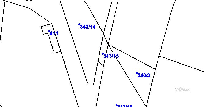 Parcela st. 343/15 v KÚ Nížebohy, Katastrální mapa