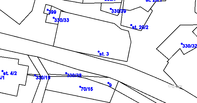 Parcela st. 3 v KÚ Buková u Nížkova, Katastrální mapa